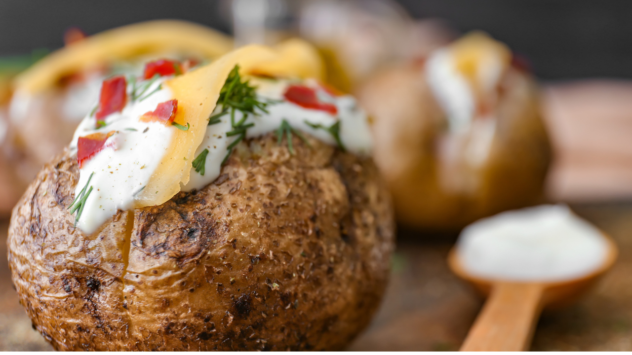 Air Fryer Baked Potato Recipe with Sour Cream