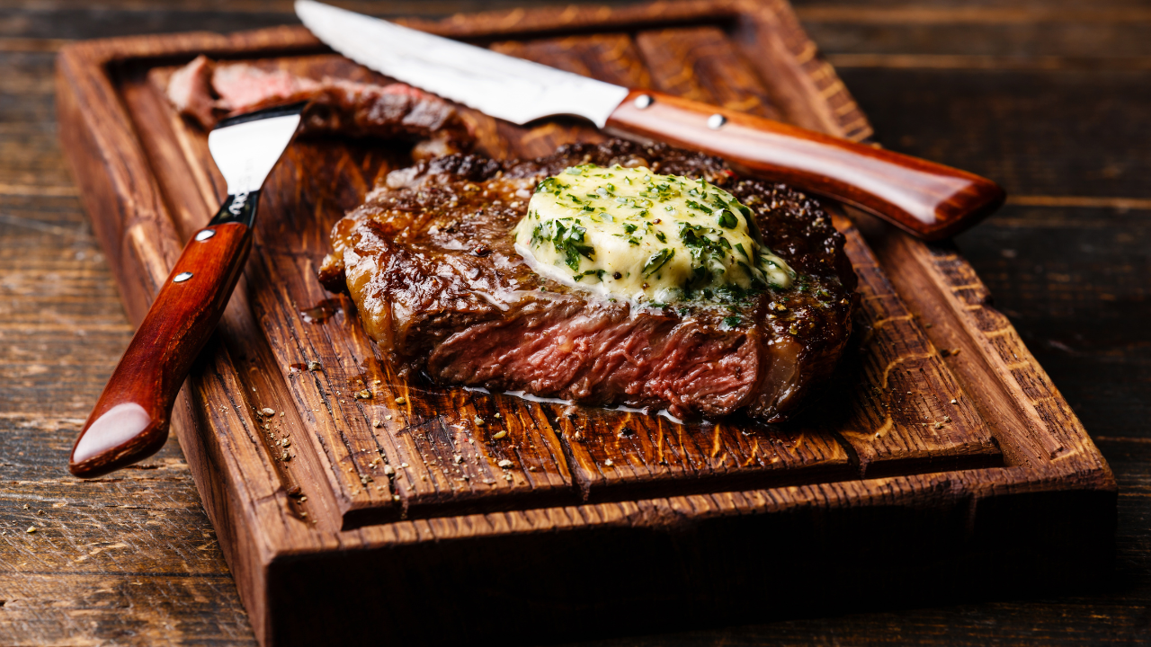 Air Fryer Steak Recipe with Herb Butter