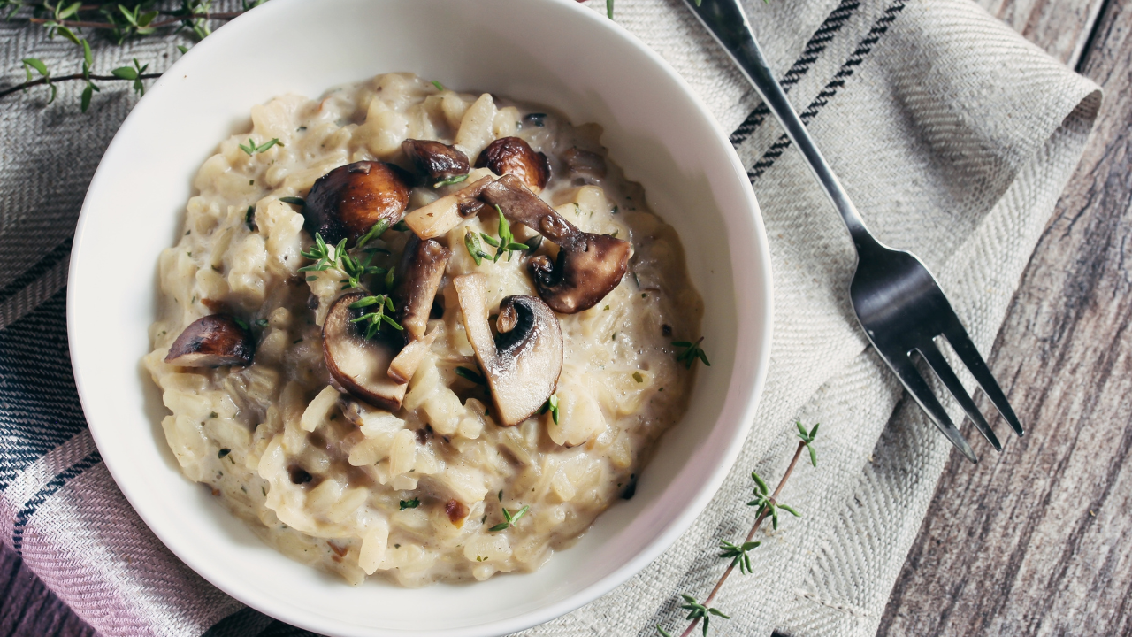 Pork and Mushroom Risotto Recipe with Parmesan