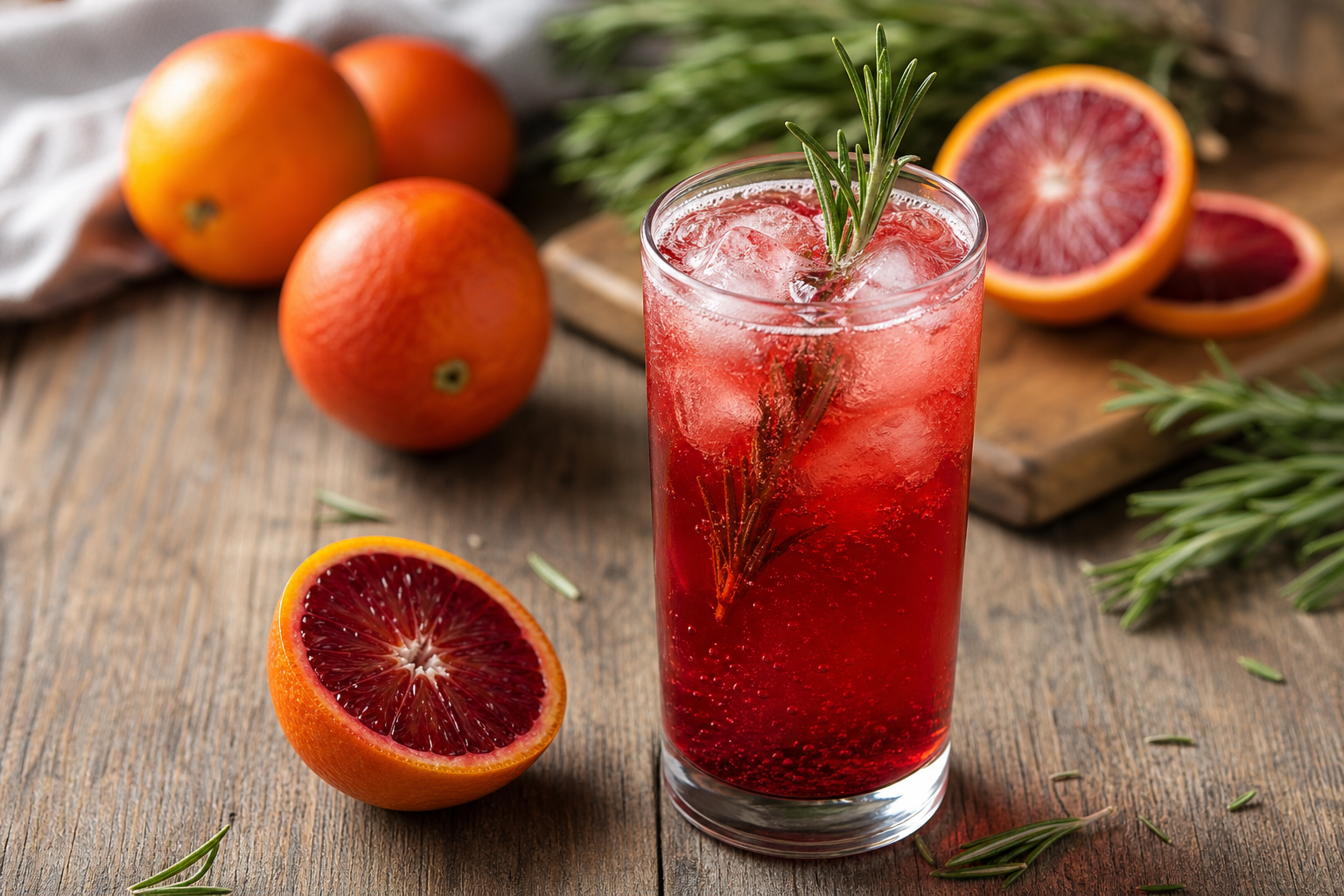 Blood Orange and Rosemary Sparkling Mocktail