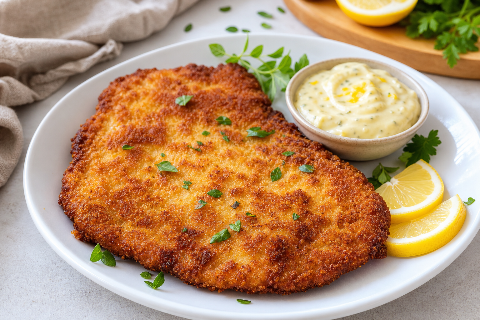 Crispy Turkey Schnitzel with Lemon Aioli
