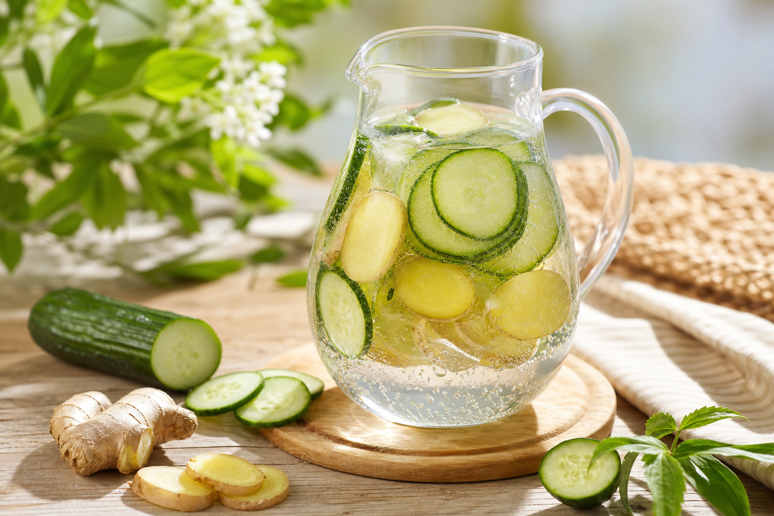 Cucumber and Ginger Infused Sparkling Water
