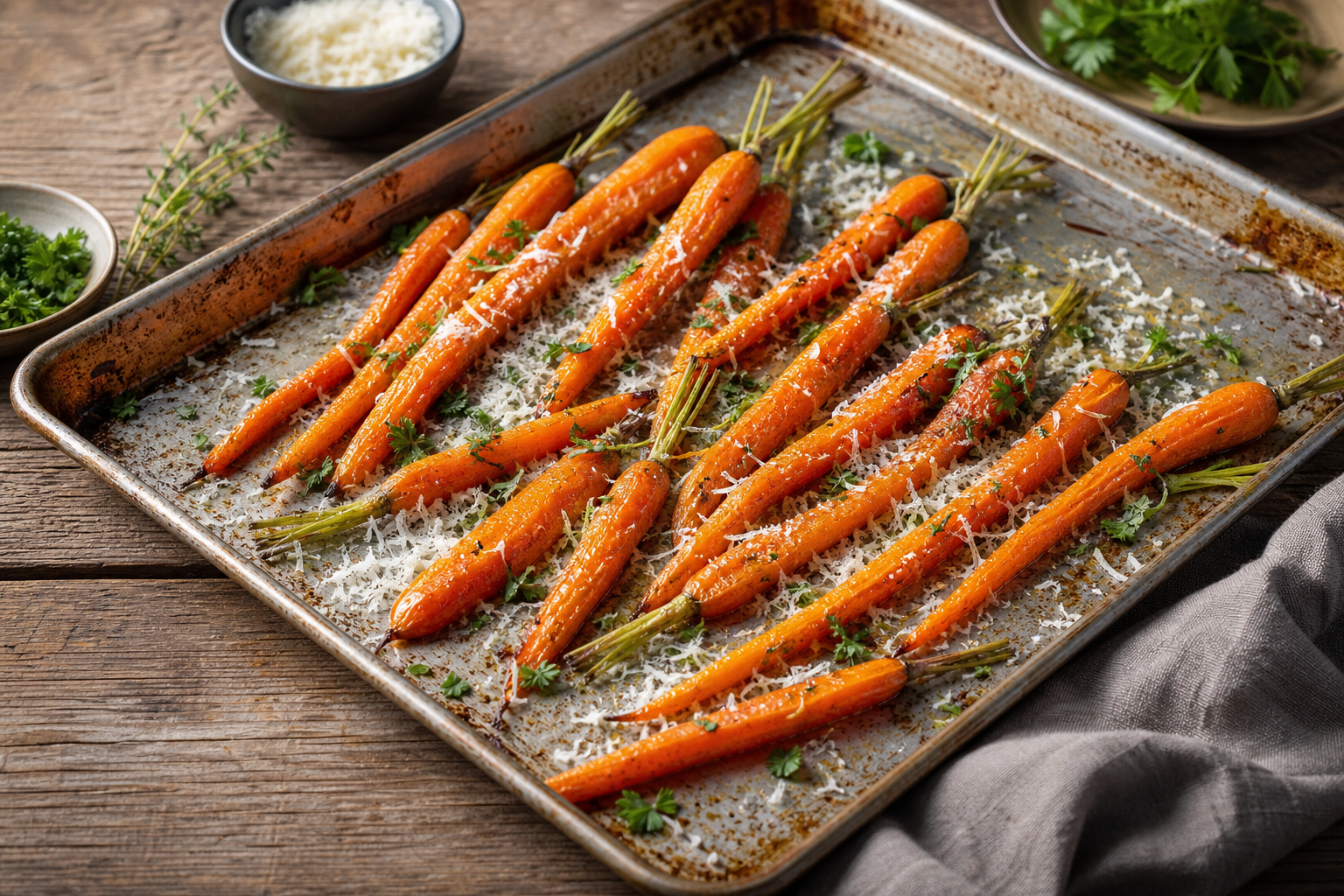 Garlic Herb Roasted Carrots with Parmesan