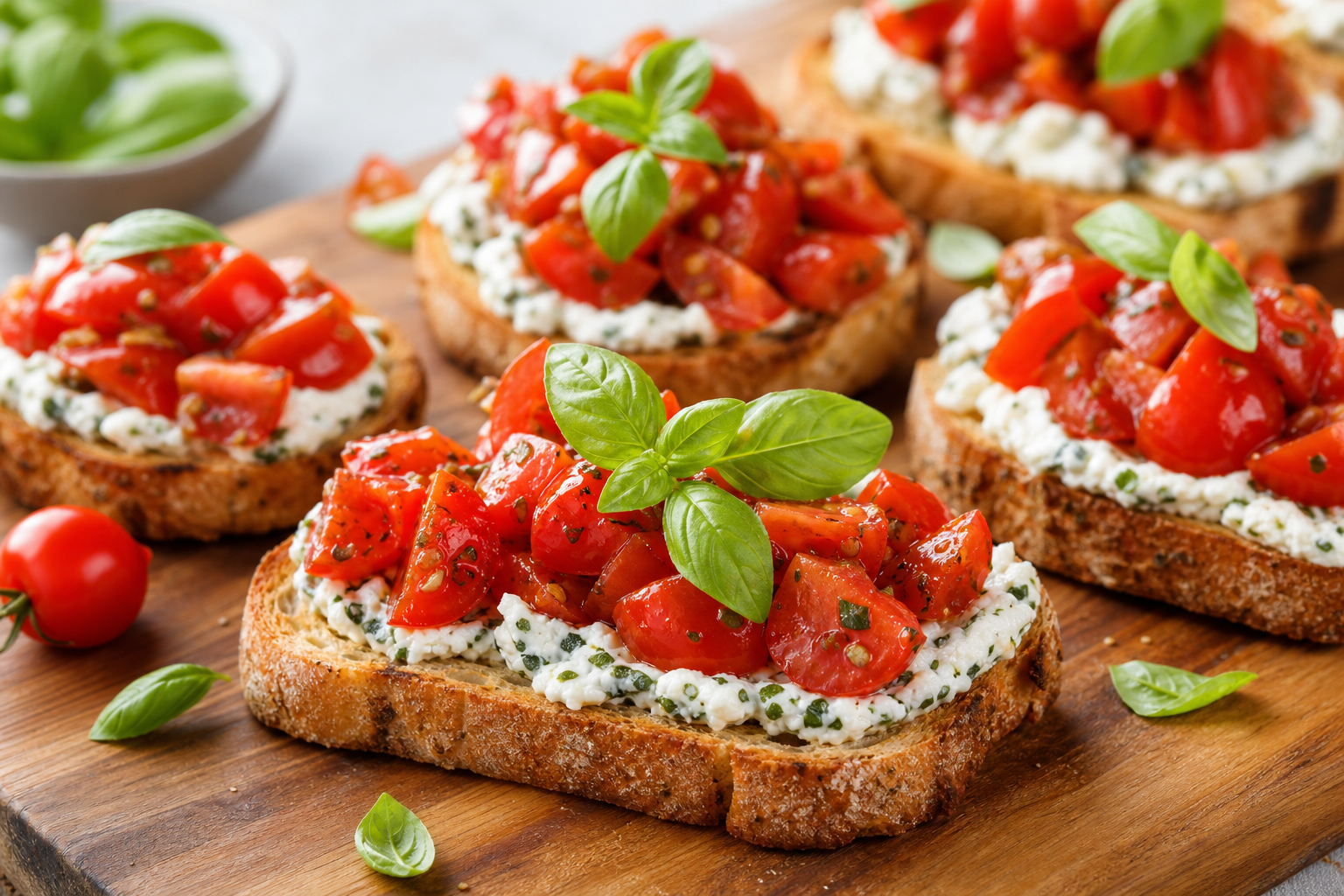Herbed Goat Cheese and Cherry Tomato Bruschetta