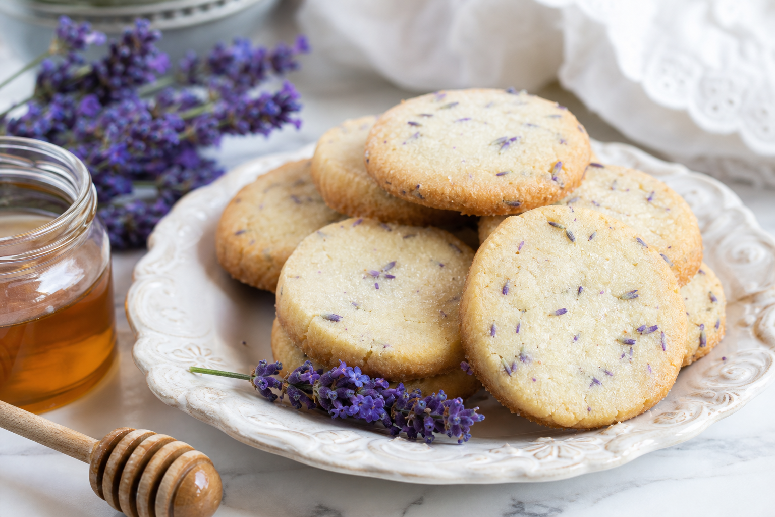 Honey Lavender Shortbread Cookies