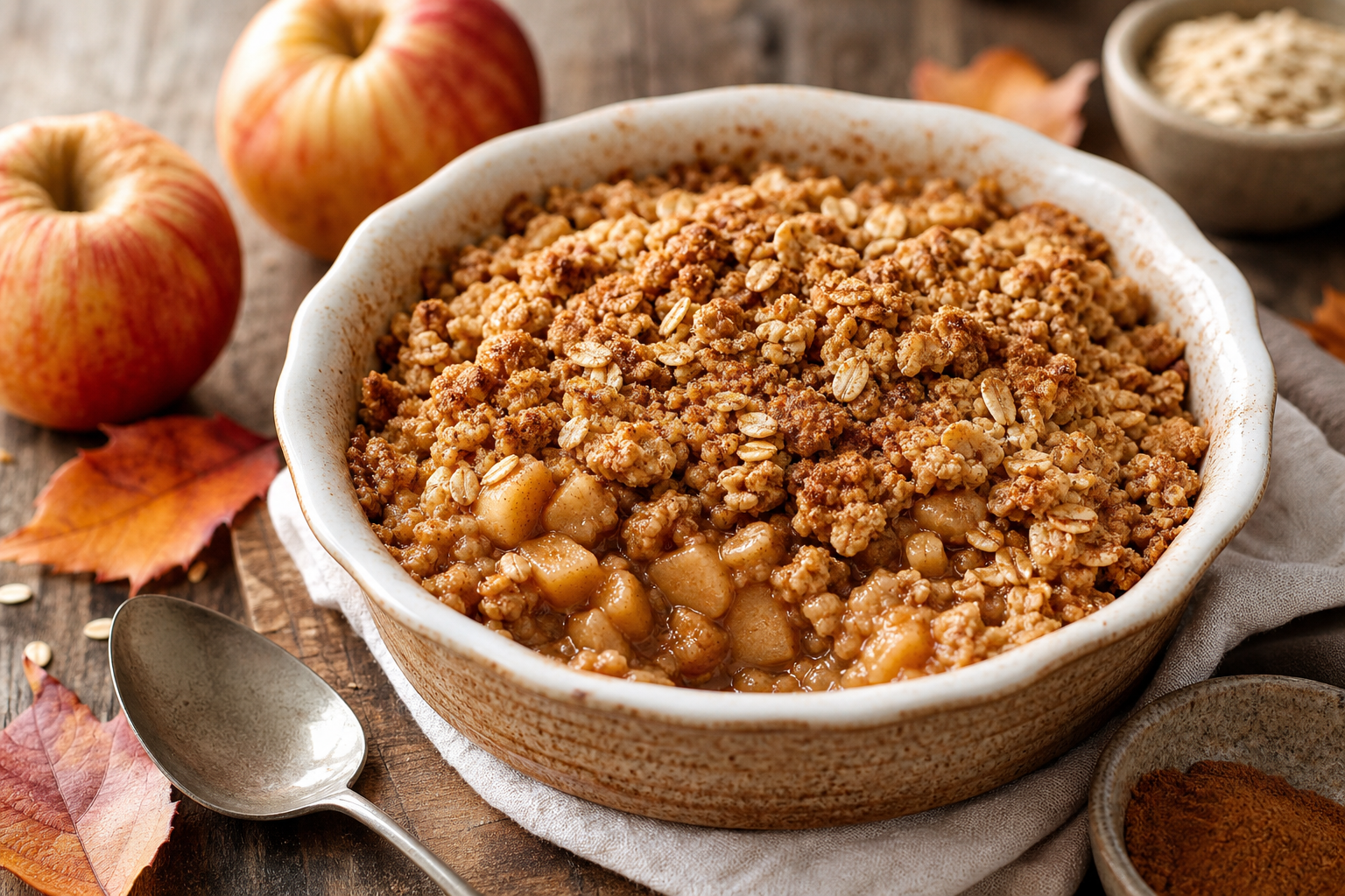 Rustic Apple Cinnamon Oatmeal Crumble