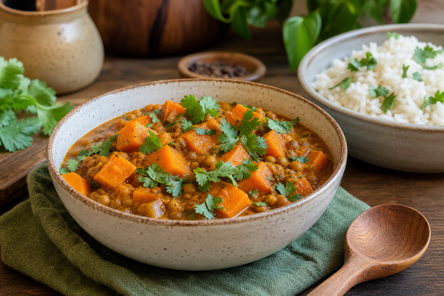 Slow Cooker Lentil and Sweet Potato Curry
