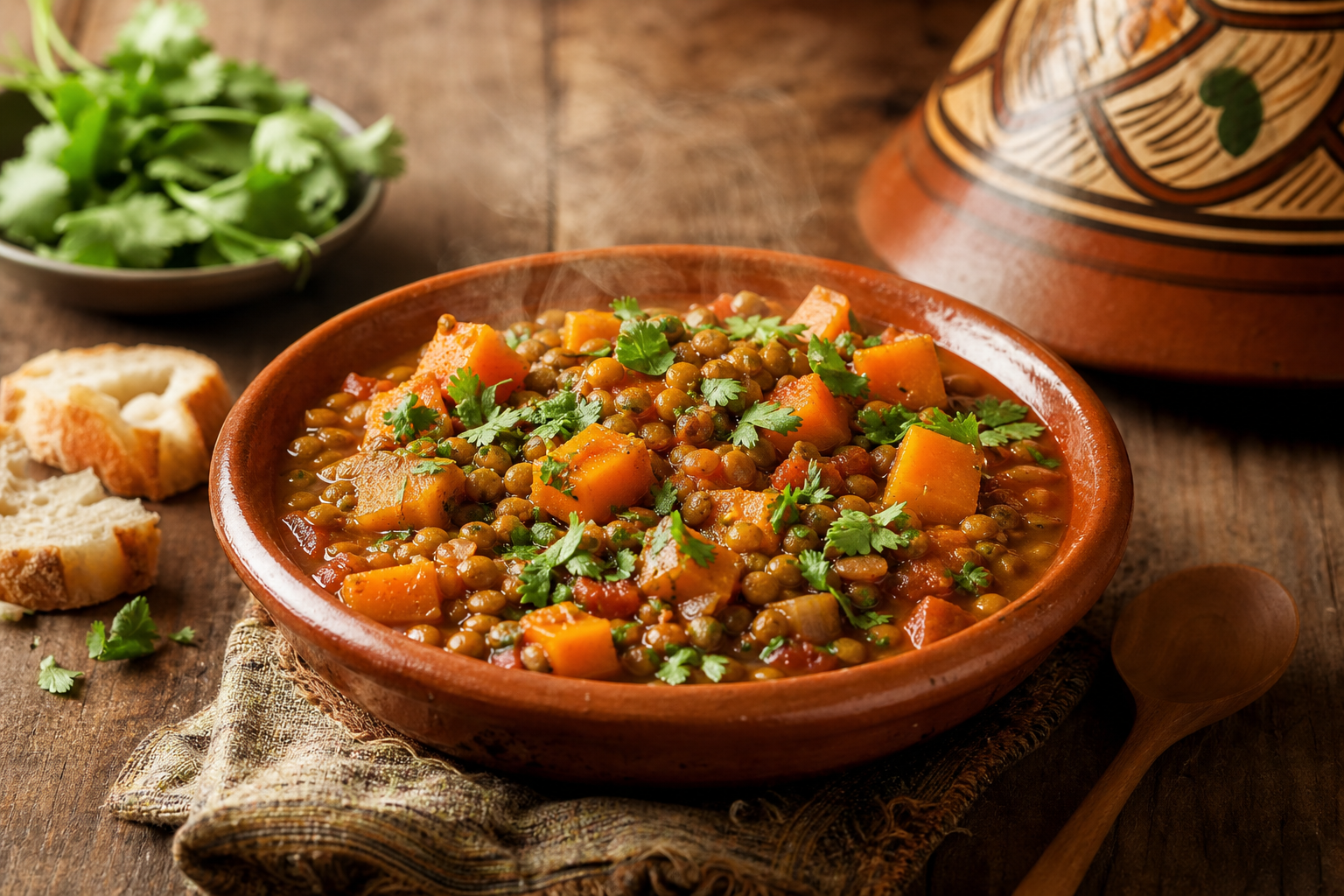 Slow Cooker Moroccan Lentil and Pumpkin Stew