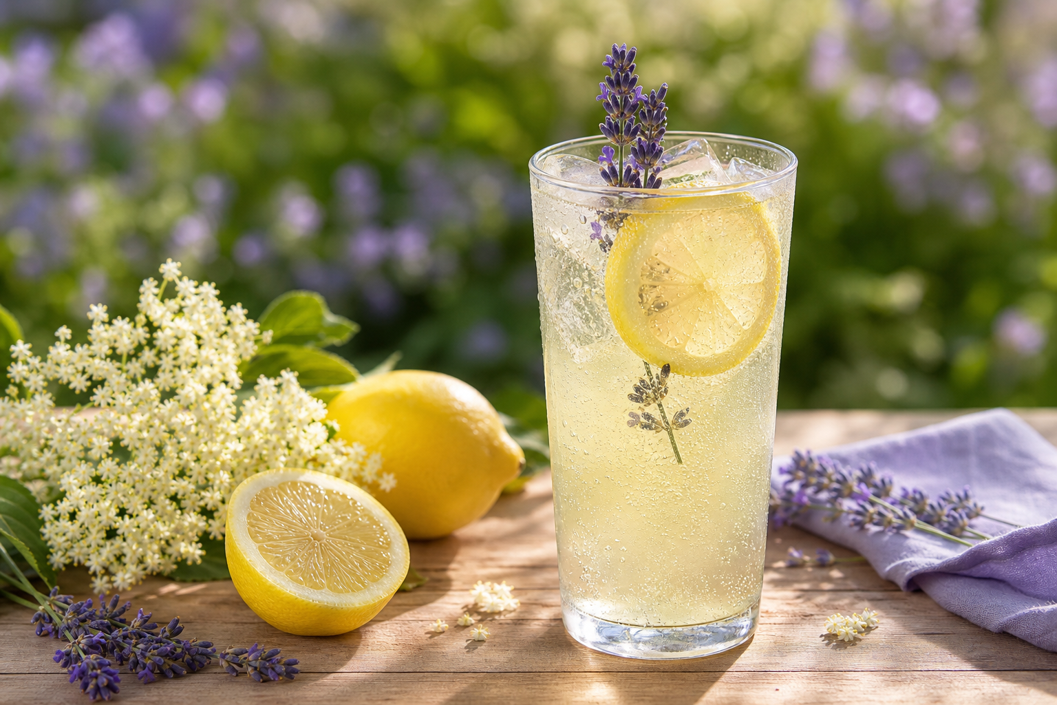 Sparkling Elderflower and Lavender Lemonade