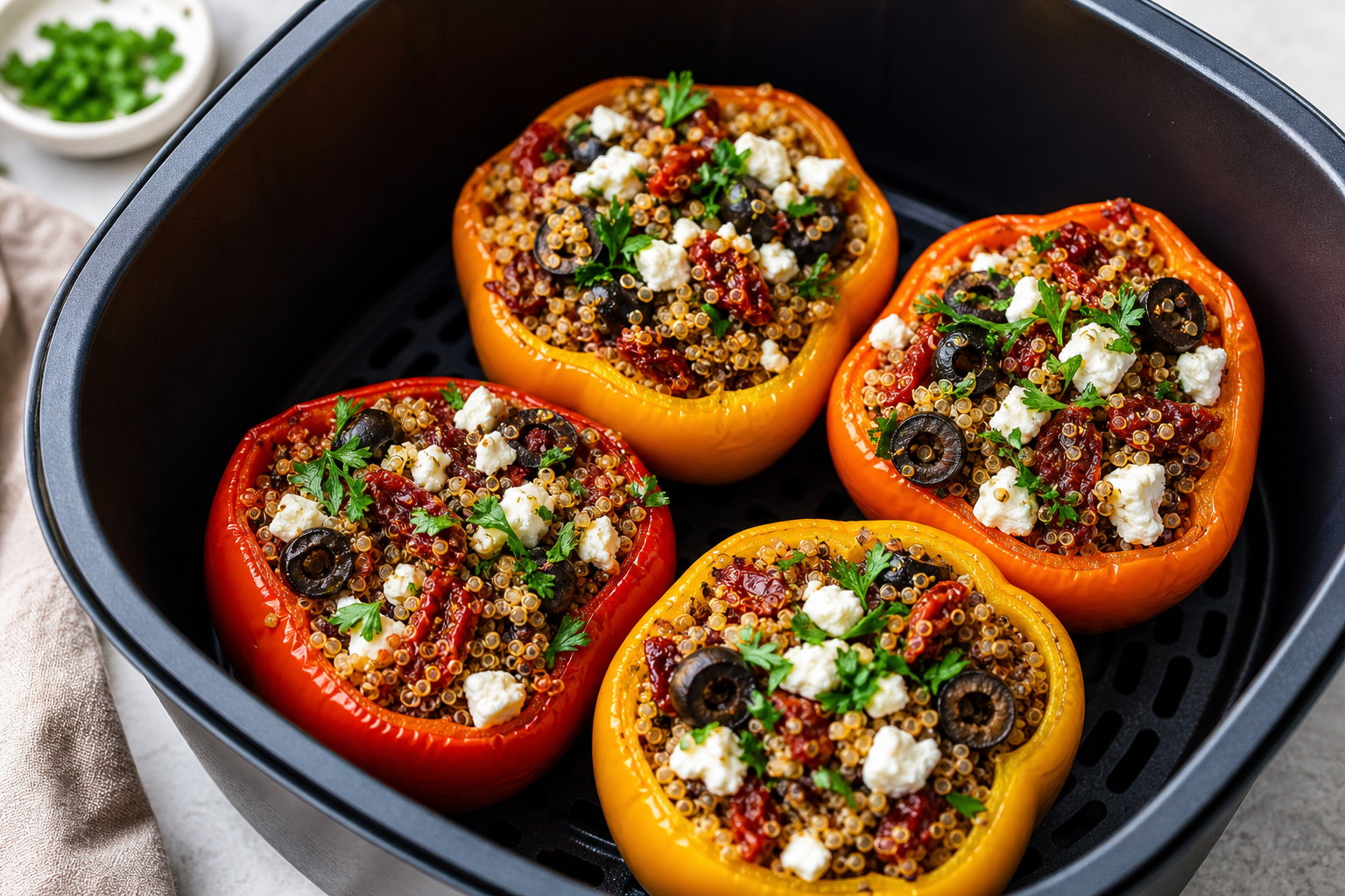 Air Fryer Mediterranean Stuffed Bell Peppers
