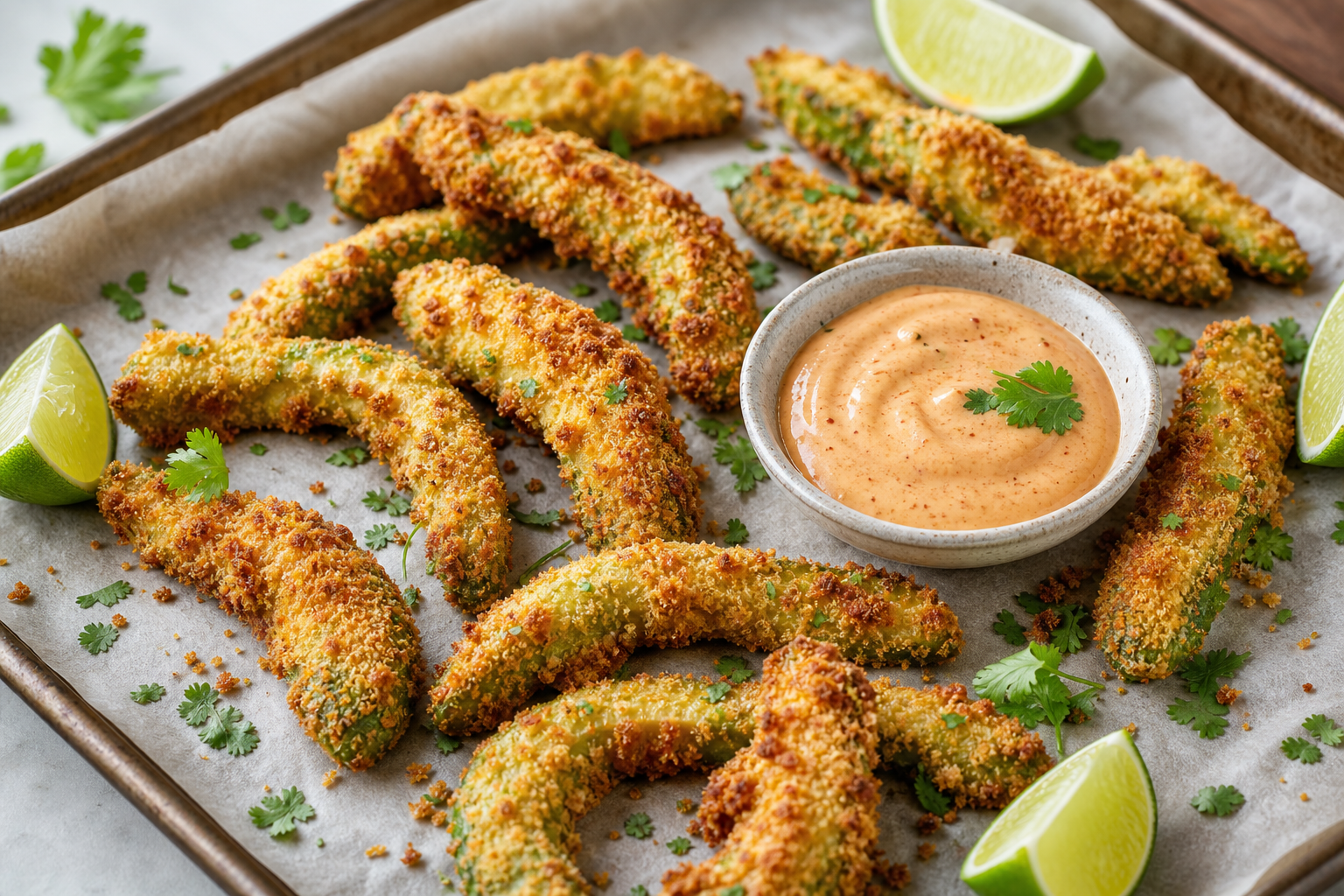 Baked Avocado Fries with Chipotle Lime Dip