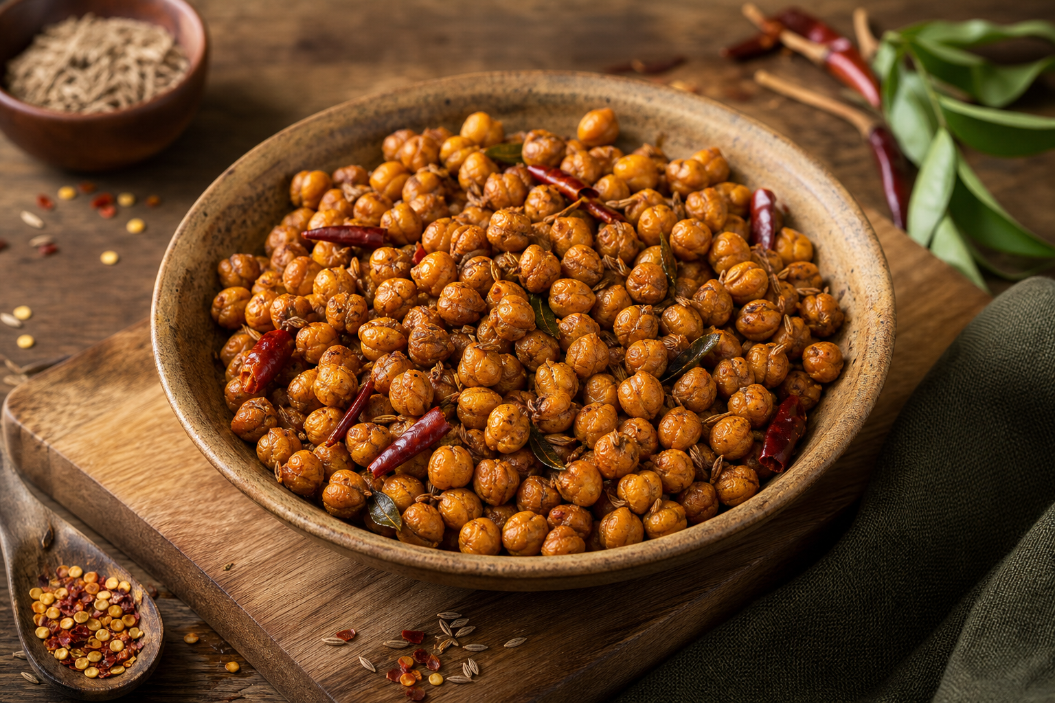 Baked Spicy Chickpea Snack Mix