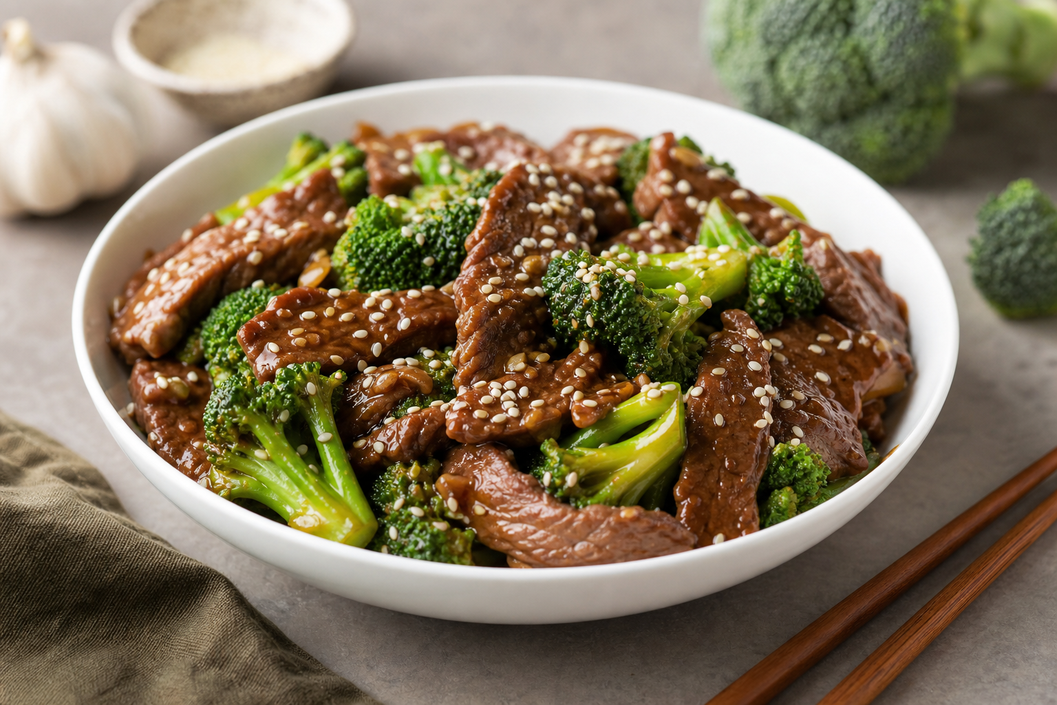 Beef and Broccoli Stir-Fry with Garlic Sauce