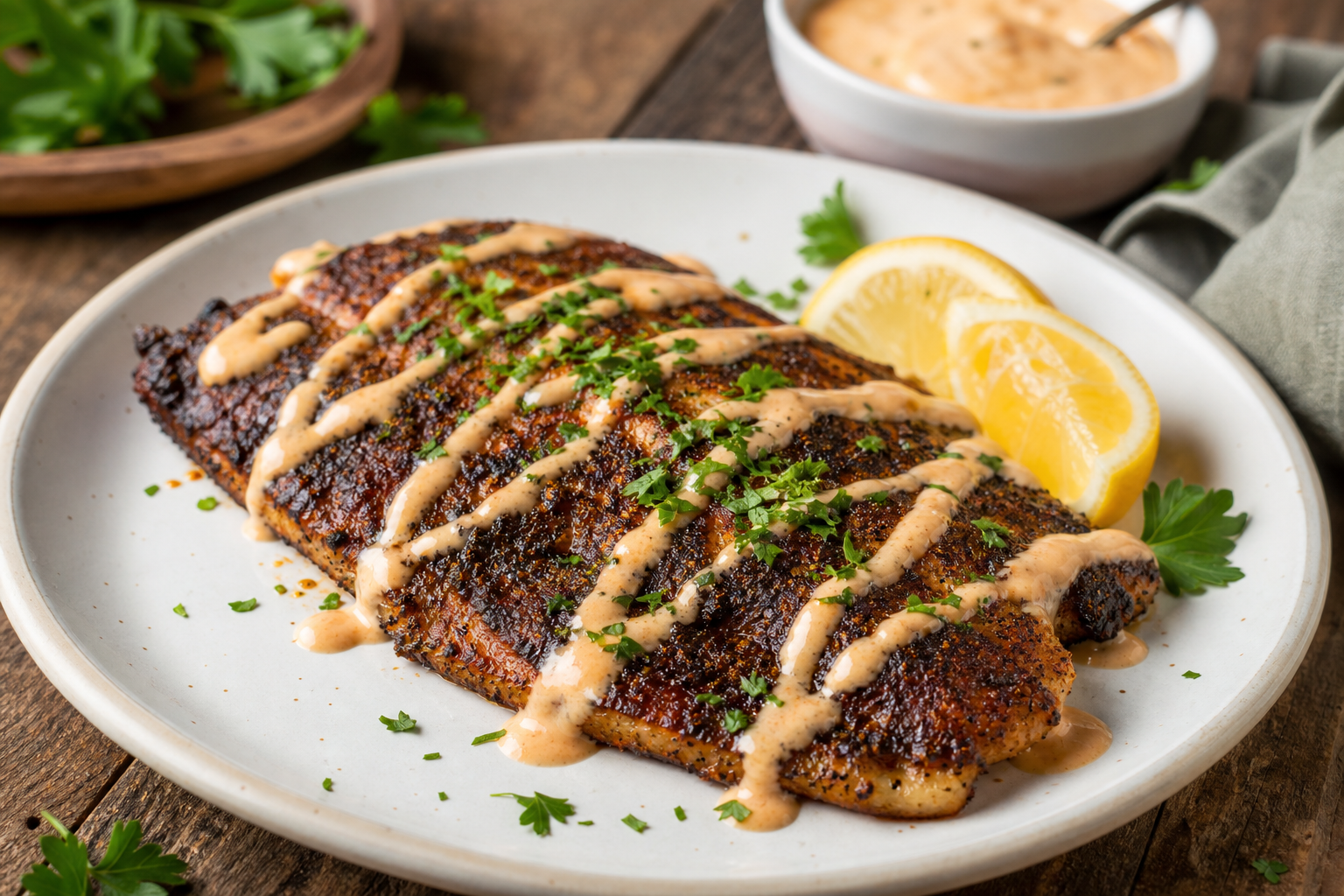 Blackened Catfish with Cajun Remoulade