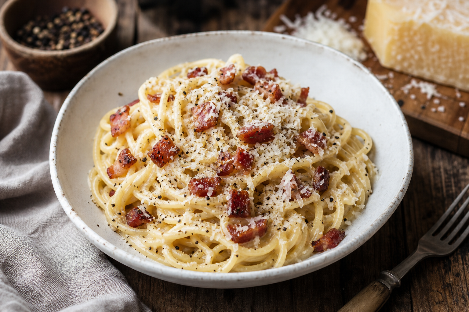 Cacio e Pepe Pasta with Crispy Pancetta