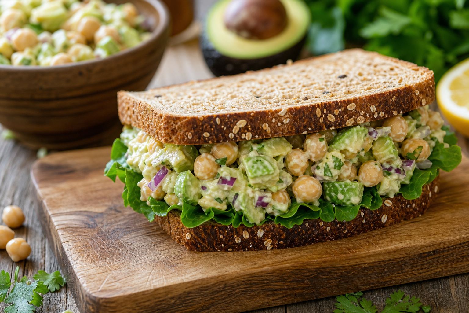 Chickpea and Avocado Salad Sandwich
