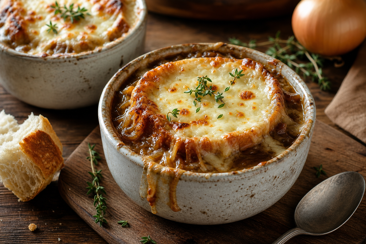 Classic French Onion Soup with Gruyère Crust