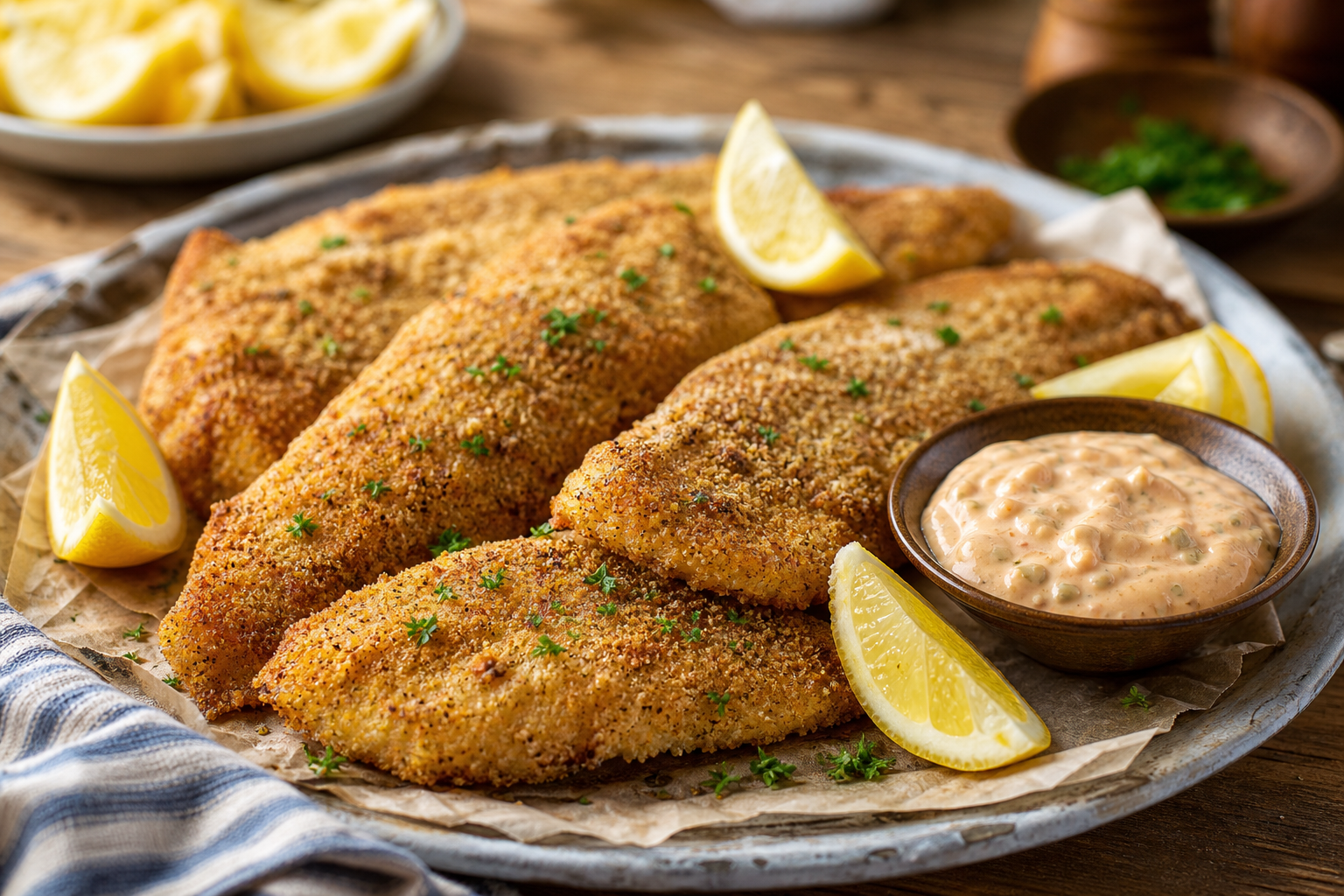 Crispy Baked Catfish with Spicy Remoulade