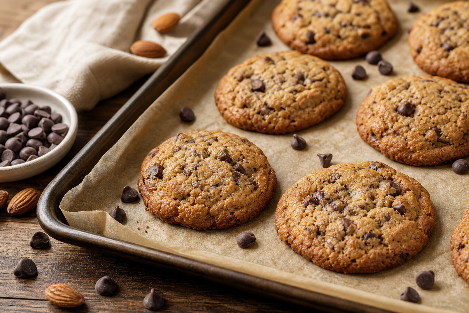 Flourless Almond Butter Chocolate Chip Cookies