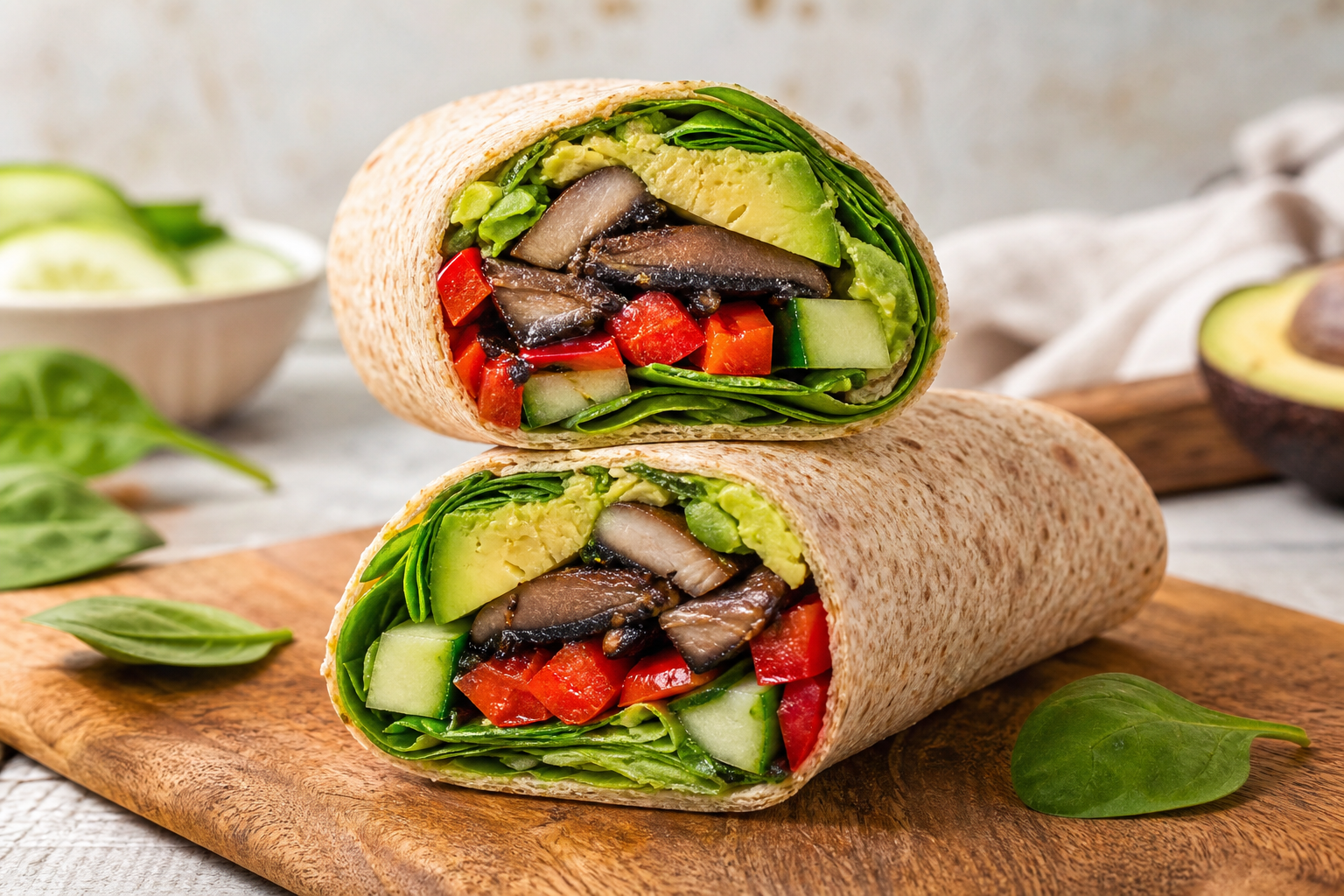 Grilled Portobello Mushroom and Avocado Wrap