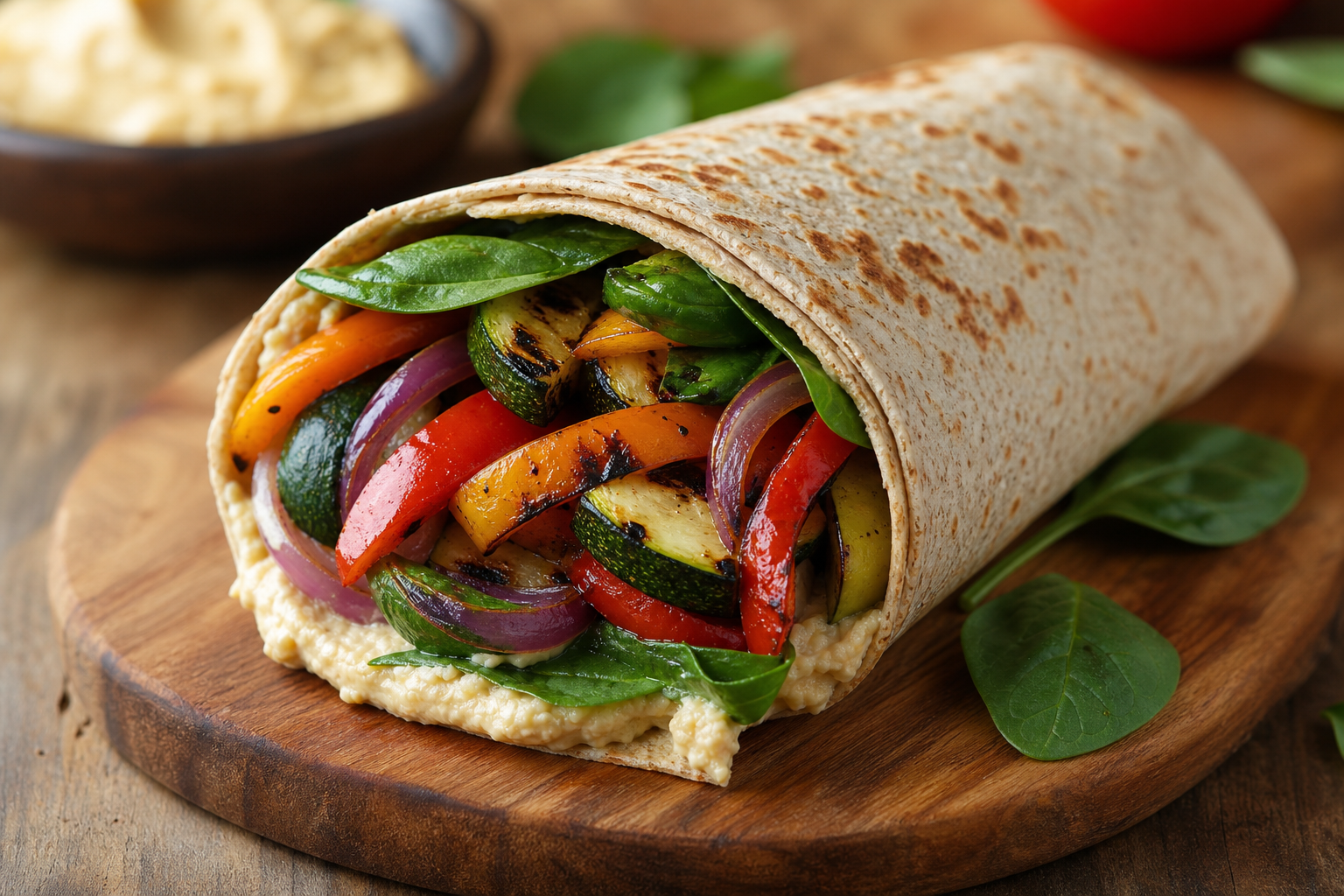 Grilled Vegetable and Hummus Wrap