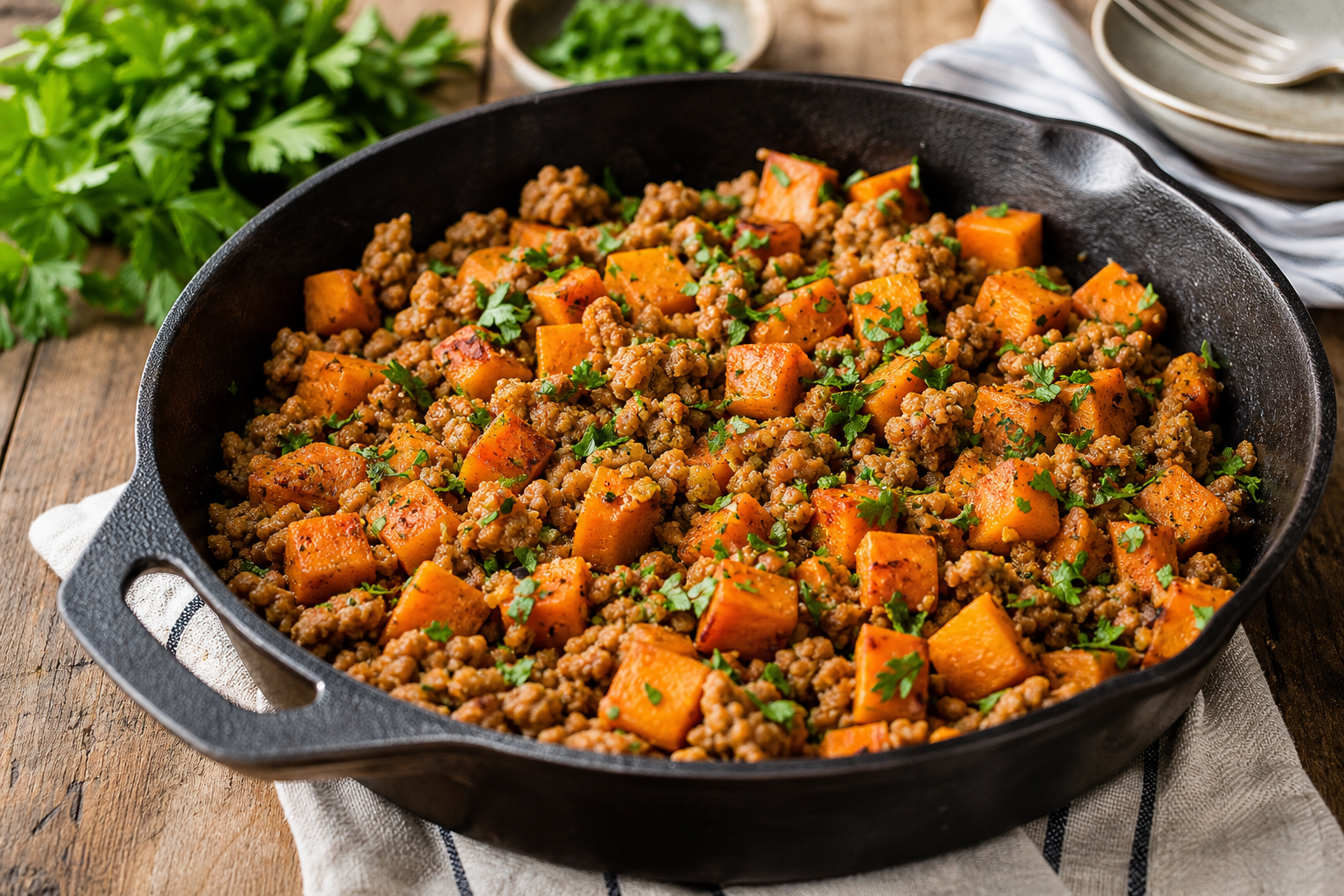 Herbed Turkey and Sweet Potato Skillet