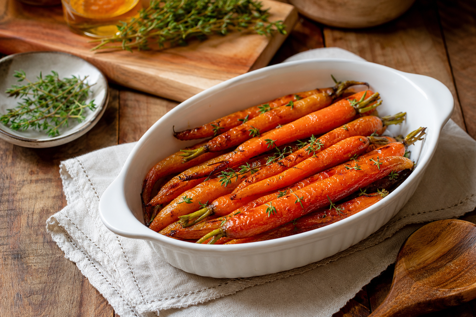 Honey Glazed Roasted Carrots with Fresh Thyme