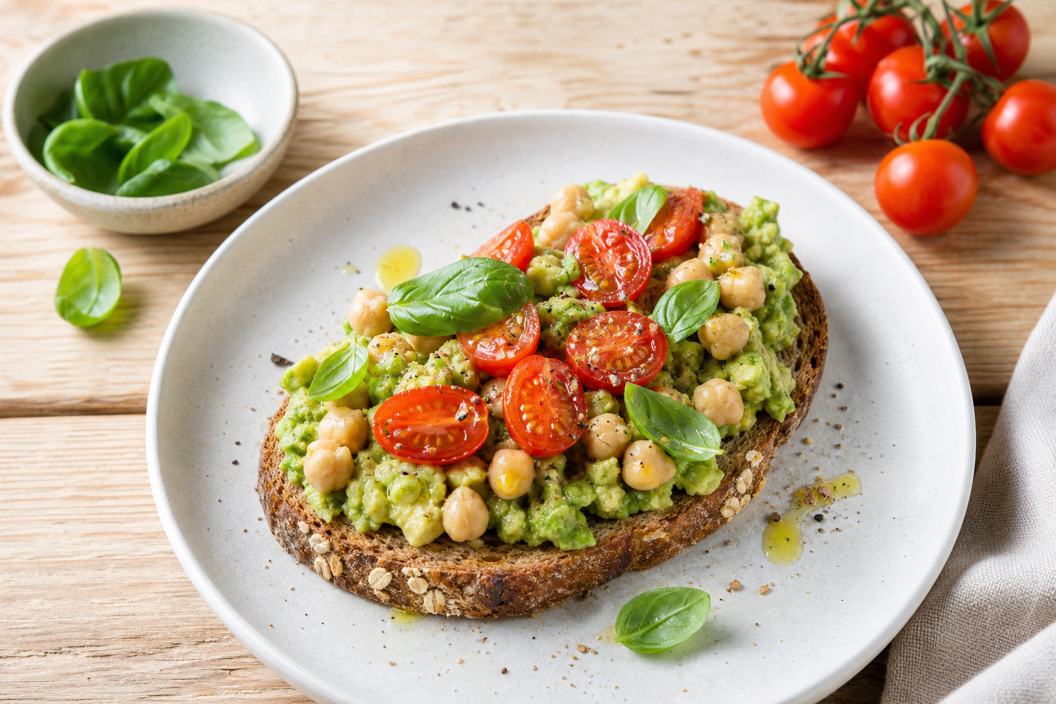 Mediterranean Chickpea and Avocado Breakfast Toast