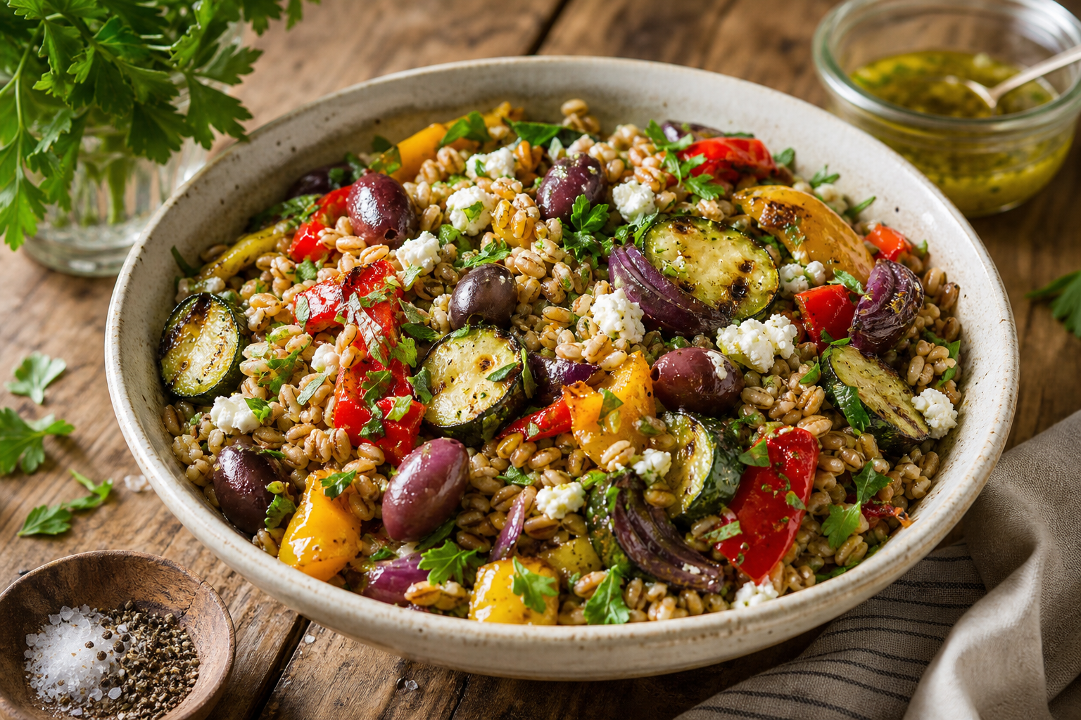 Mediterranean Farro and Roasted Vegetable Salad