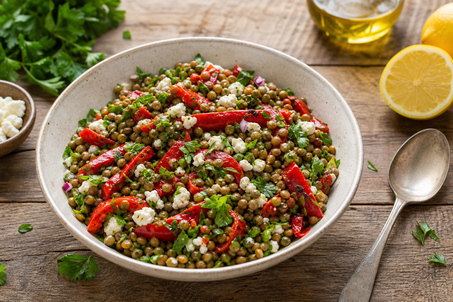 Mediterranean Lentil and Roasted Pepper Salad