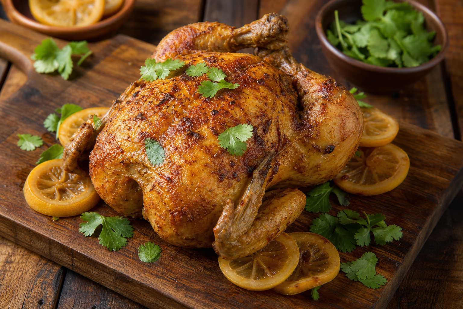 Moroccan Spiced Roast Chicken with Preserved Lemons