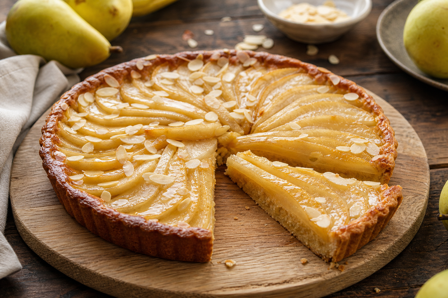 Pear and Almond Tart with Honey Glaze