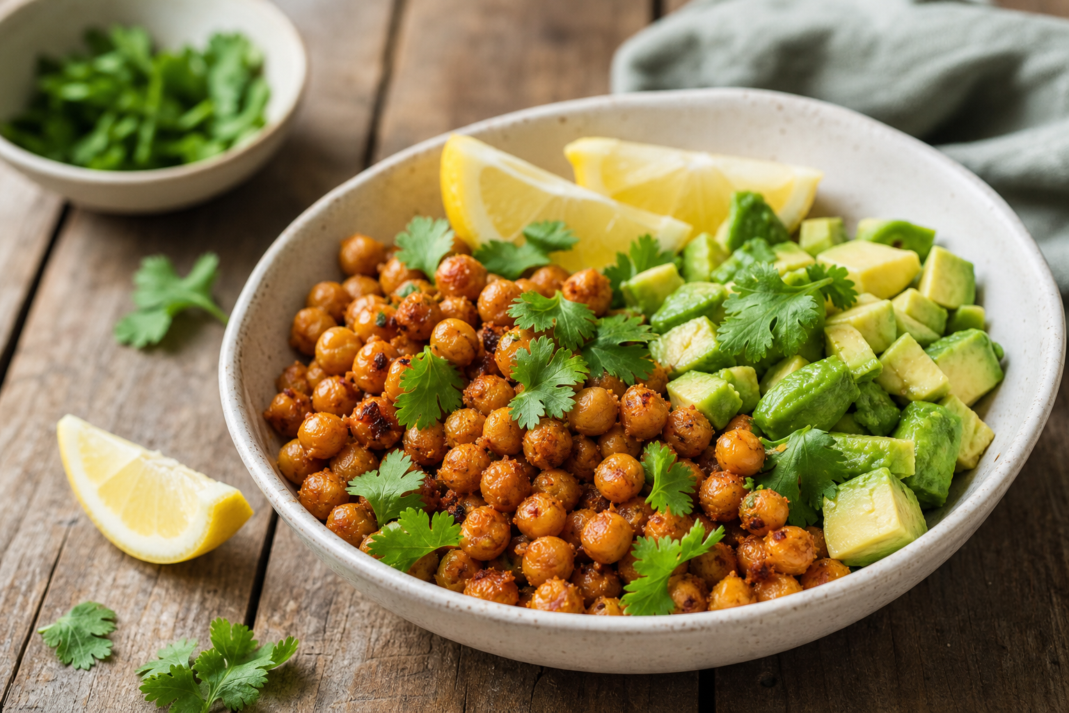 Roasted Chickpea and Avocado Snack Bowl