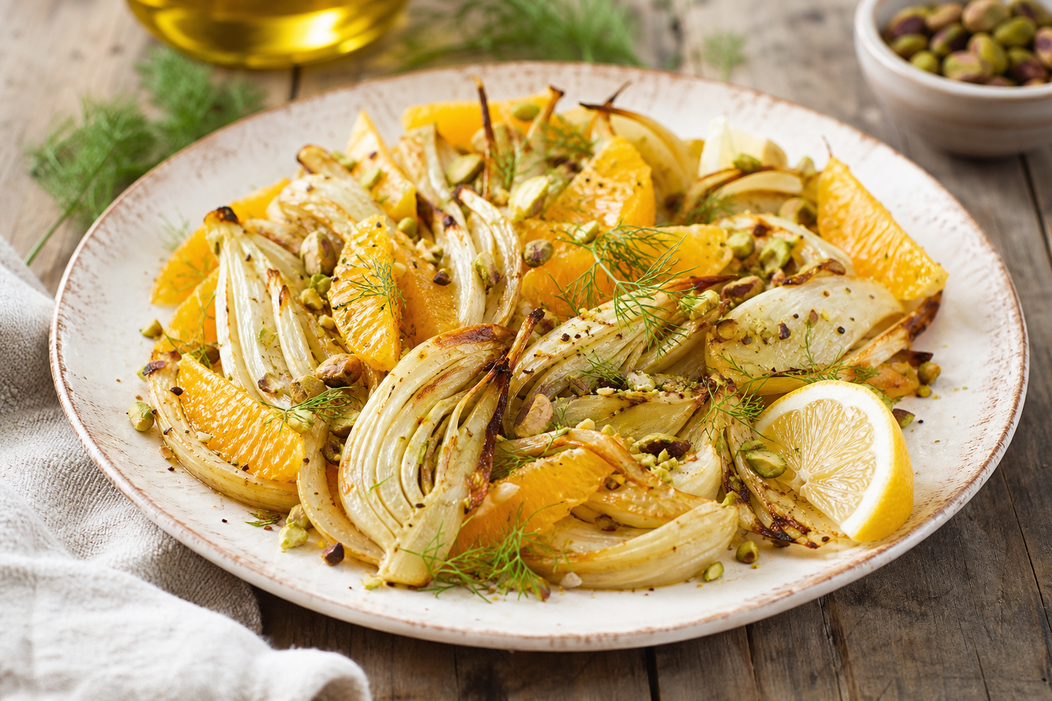 Roasted Fennel and Orange Salad with Pistachios