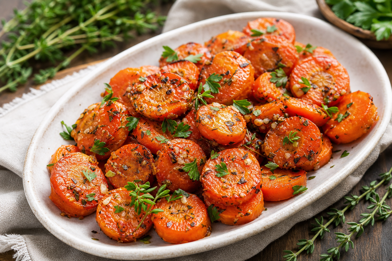 Roasted Garlic and Herb Carrot Medallions