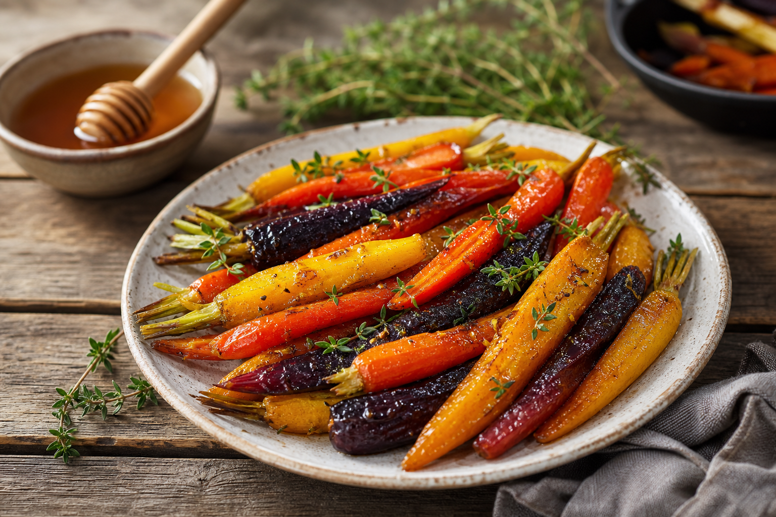 Roasted Rainbow Carrot Medley with Thyme and Honey