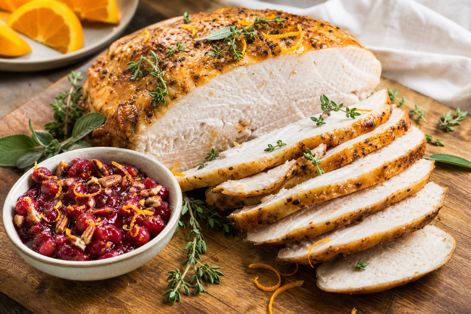 Roasted Turkey Breast with Cranberry-Pecan Relish