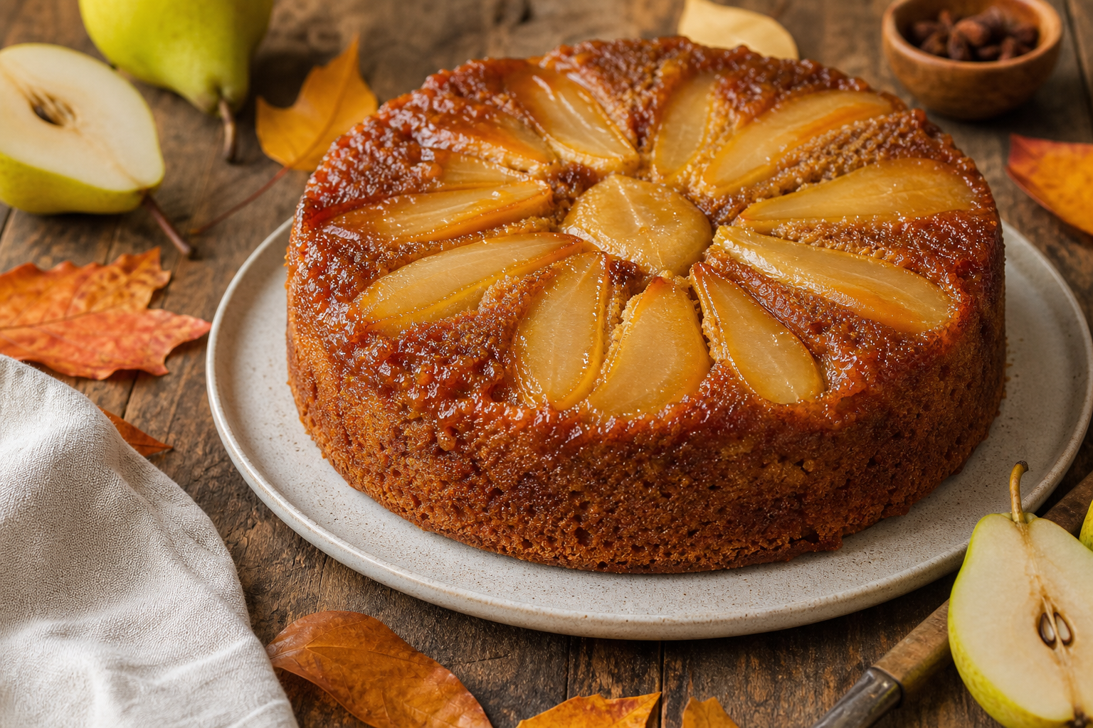Rustic Pear and Ginger Upside-Down Cake