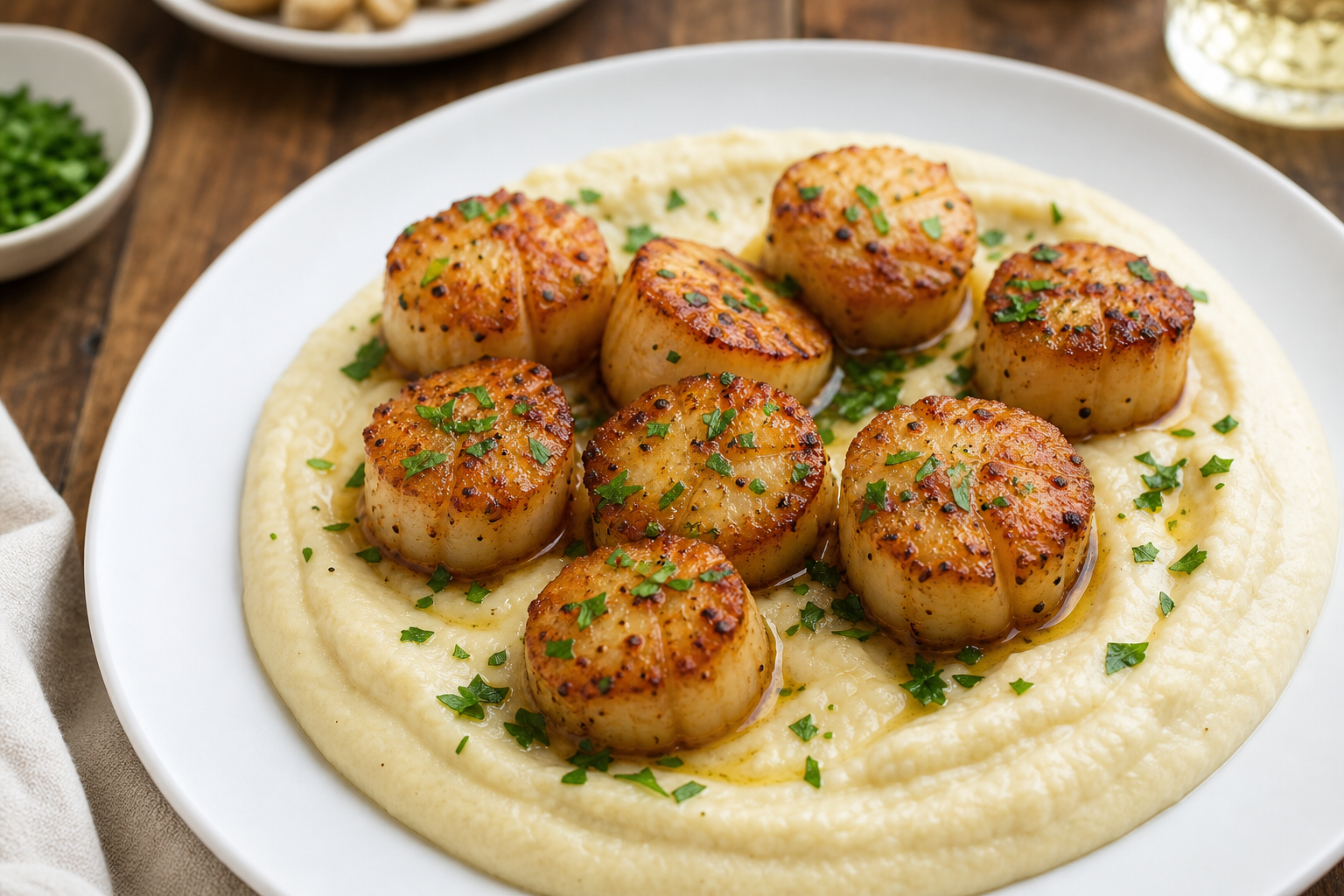 Seared Scallops with Roasted Cauliflower Puree