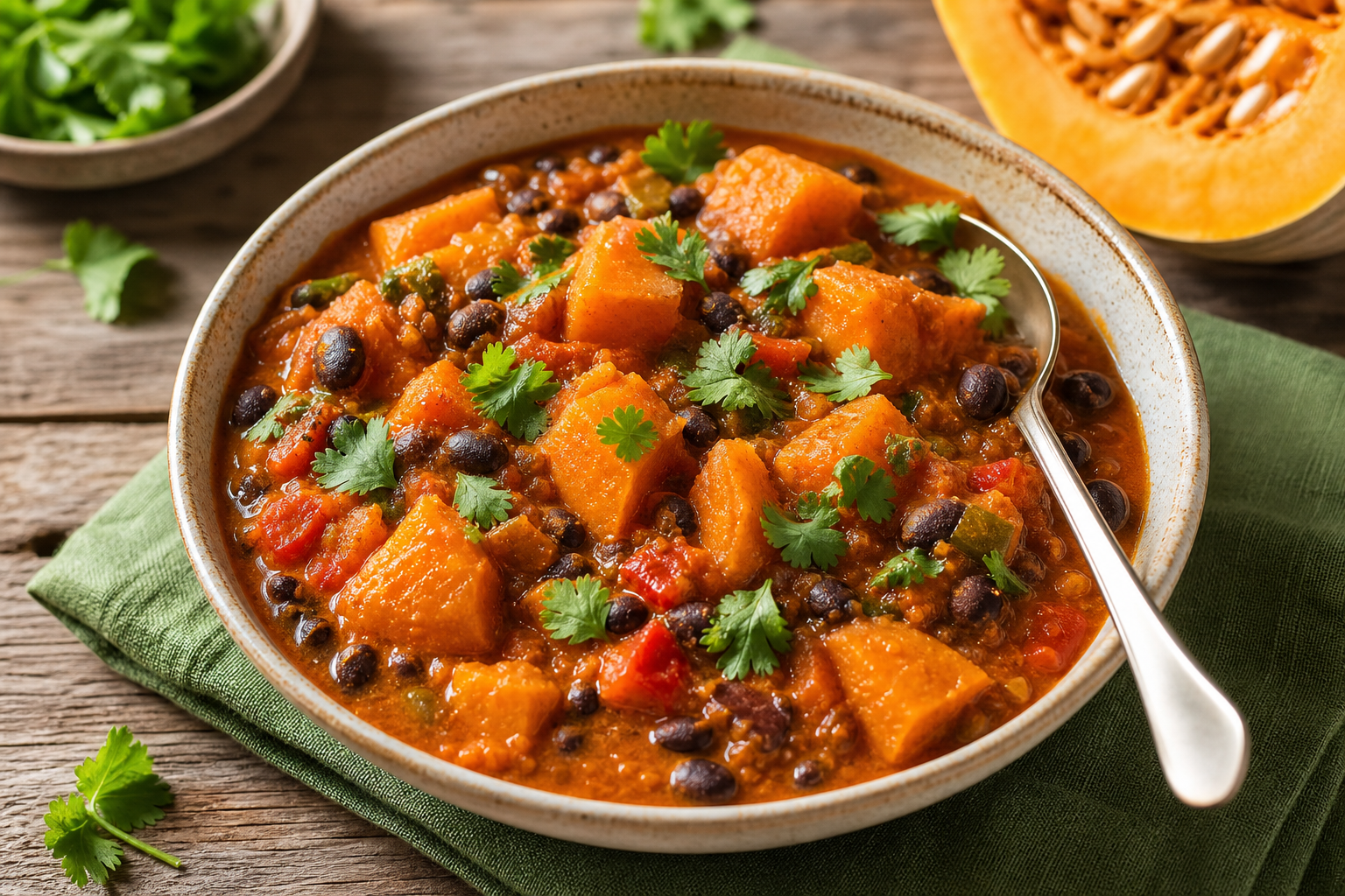 Slow Cooker Caribbean Pumpkin and Black Bean Stew