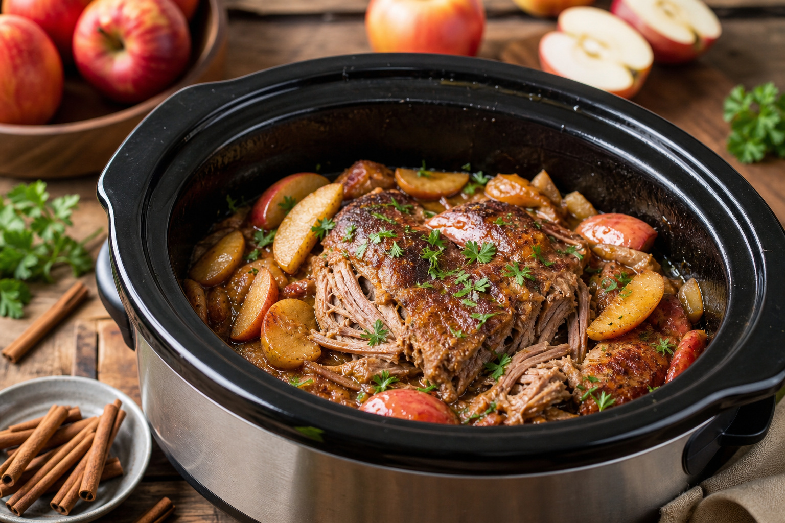 Slow Cooker Cinnamon Apple Pork Shoulder