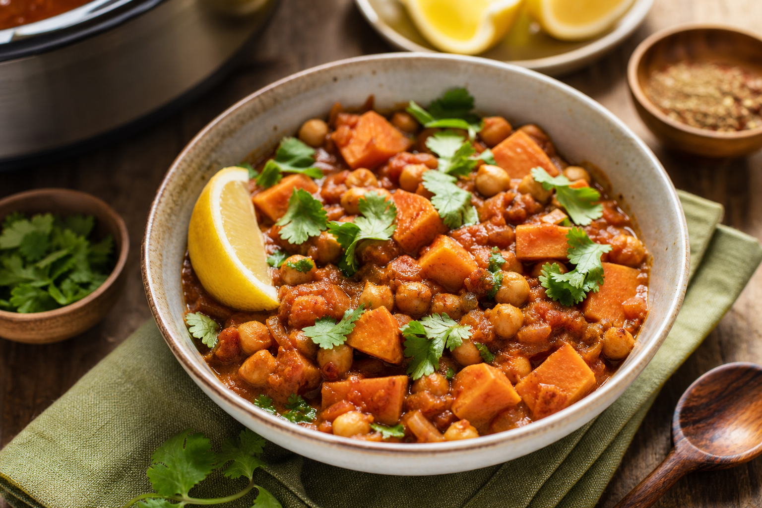 Slow Cooker Moroccan Chickpea and Sweet Potato Stew