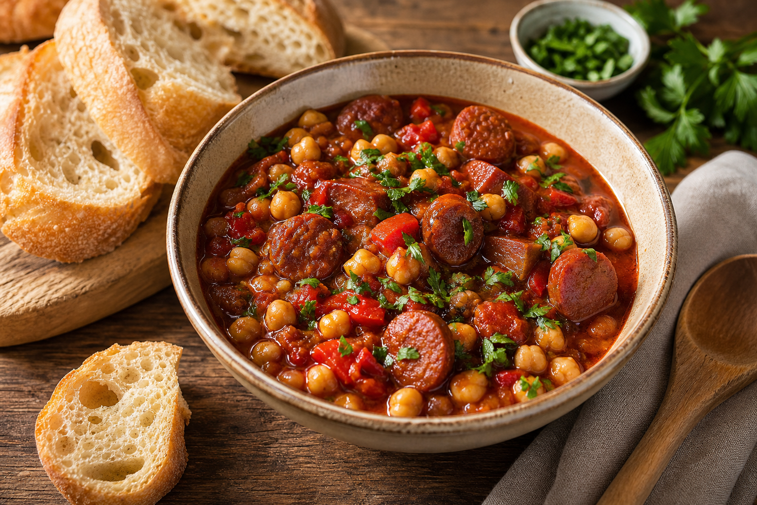 Slow Cooker Spanish Chickpea and Chorizo Stew