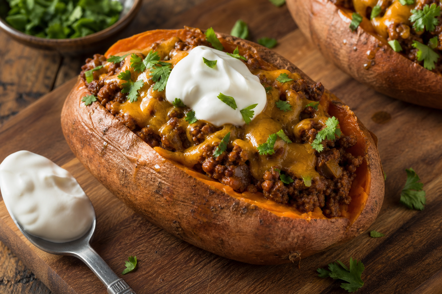 Smoky Chipotle Beef Stuffed Sweet Potatoes