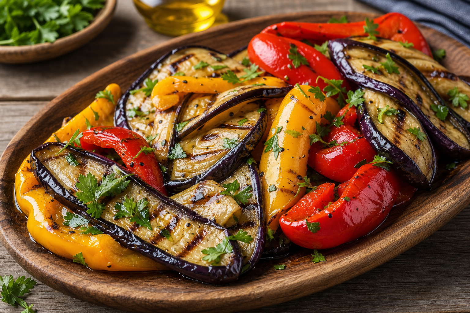 Smoky Grilled Eggplant and Bell Pepper Antipasto