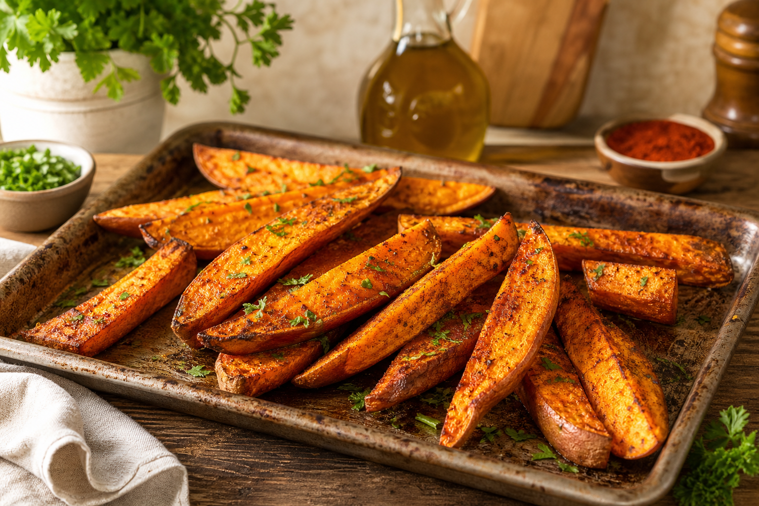 Smoky Paprika Roasted Sweet Potato Wedges
