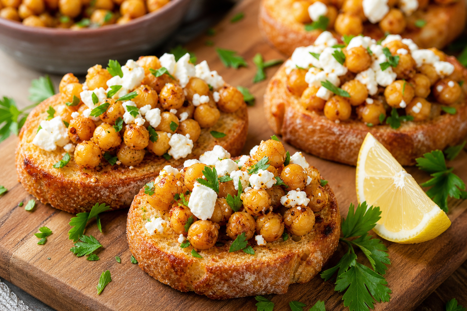 Spiced Chickpea and Feta Crostini