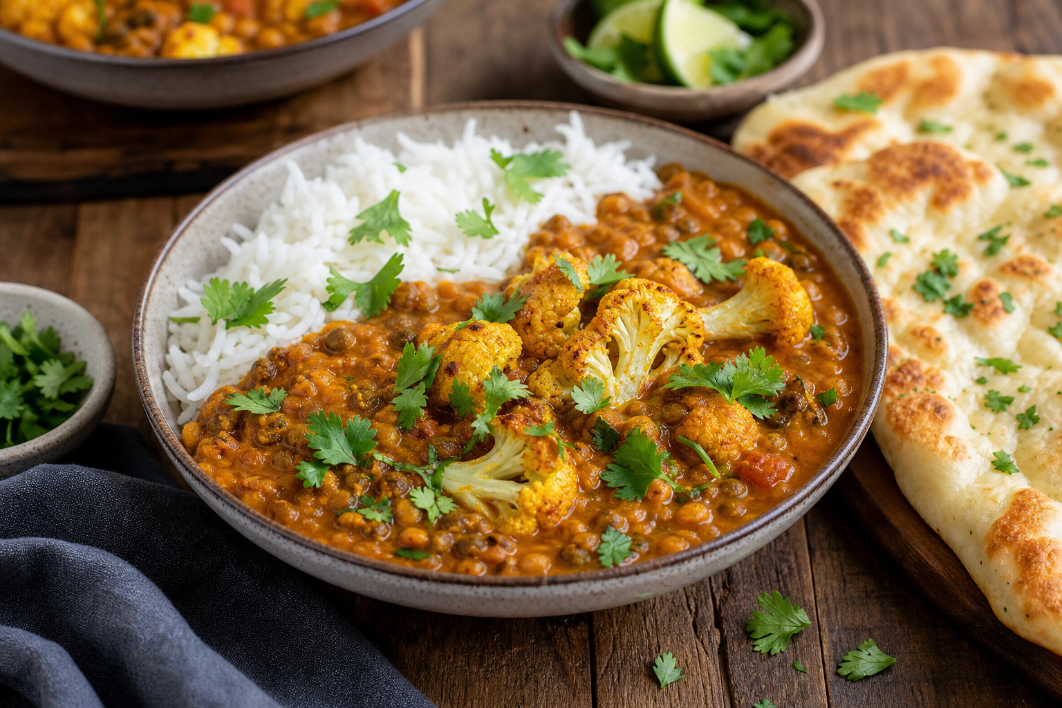 Spiced Lentil and Roasted Cauliflower Vegan Curry