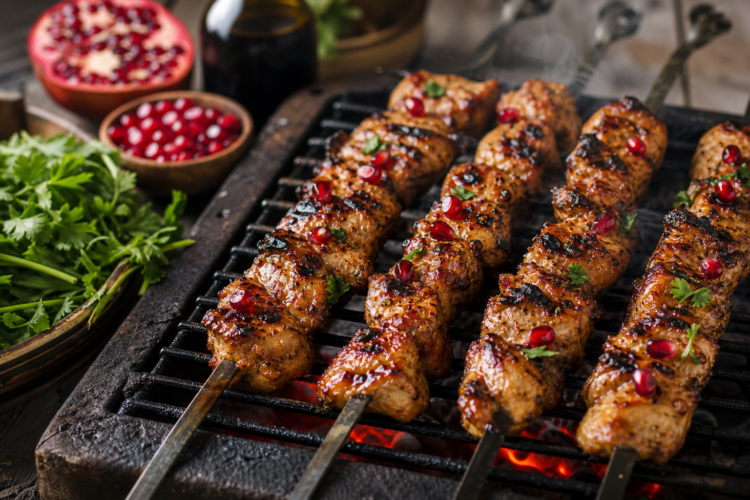 Spiced Pomegranate Molasses Turkey Skewers