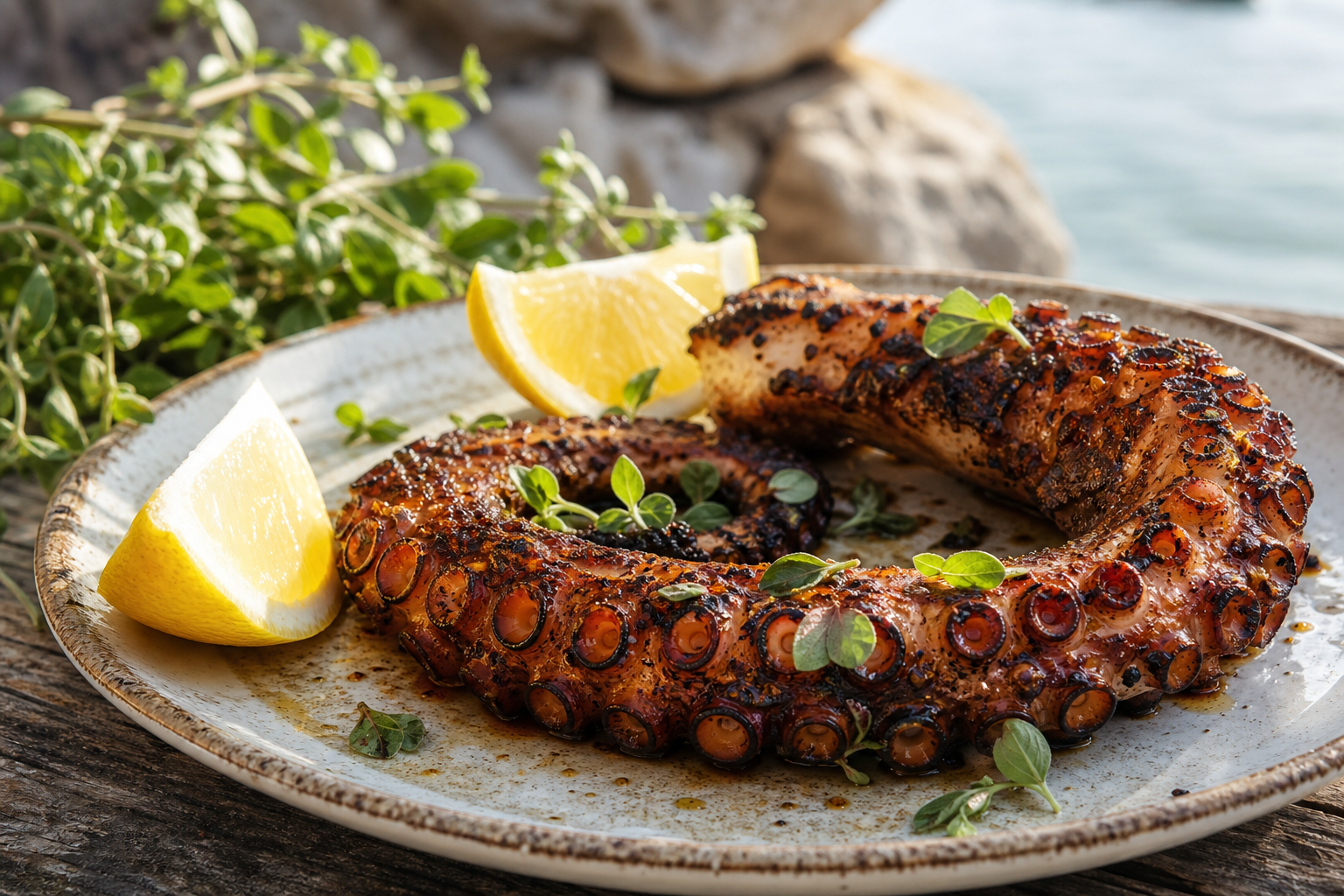 Spicy Grilled Octopus with Lemon and Oregano